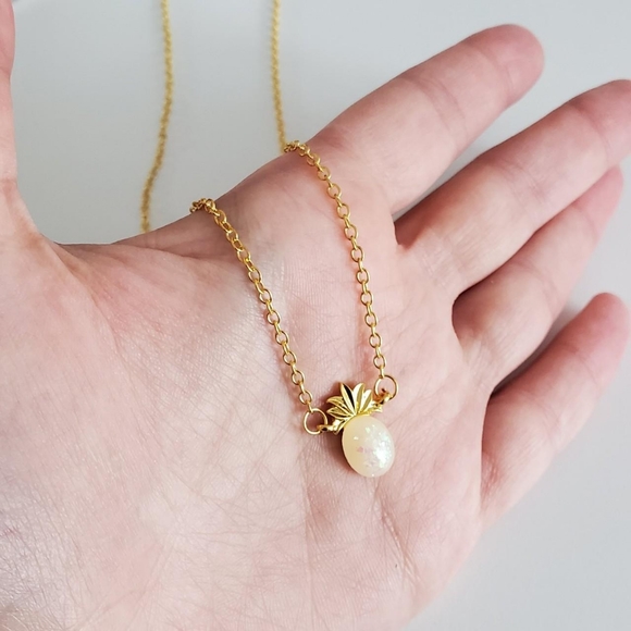 Jewelry - New Tiny Gold Opal-like Pineapple Necklace